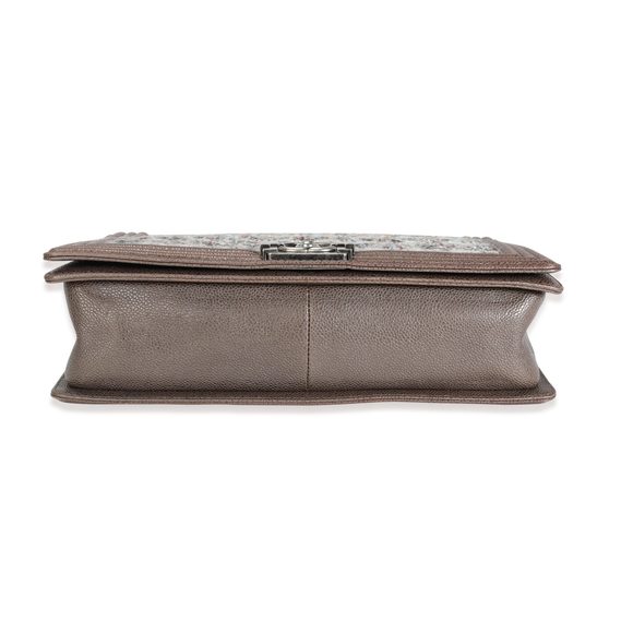 Chanel Taupe Caviar and Multicolor Tweed Large Boy Bag - Picture 4 of 8